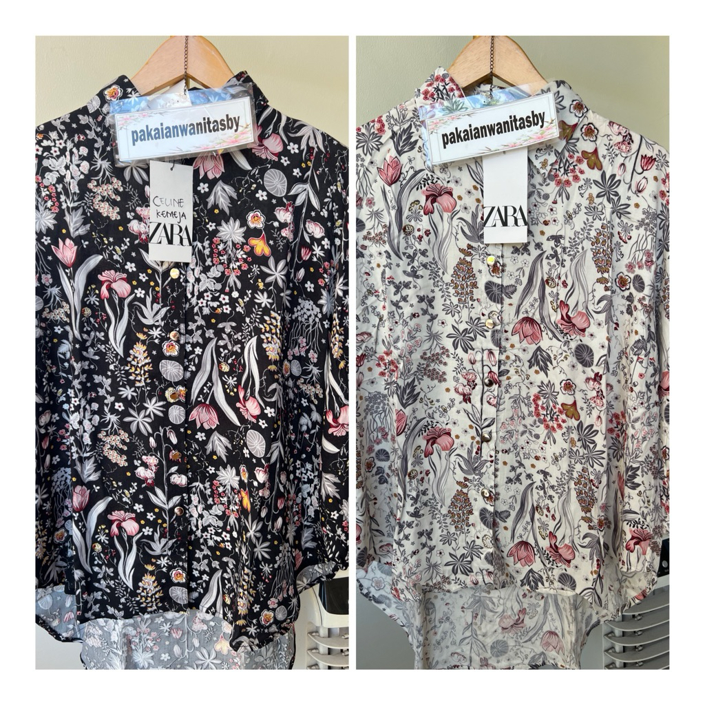 kemeja celine Zara//kemeja rayon Zara//pakaianwanitasby