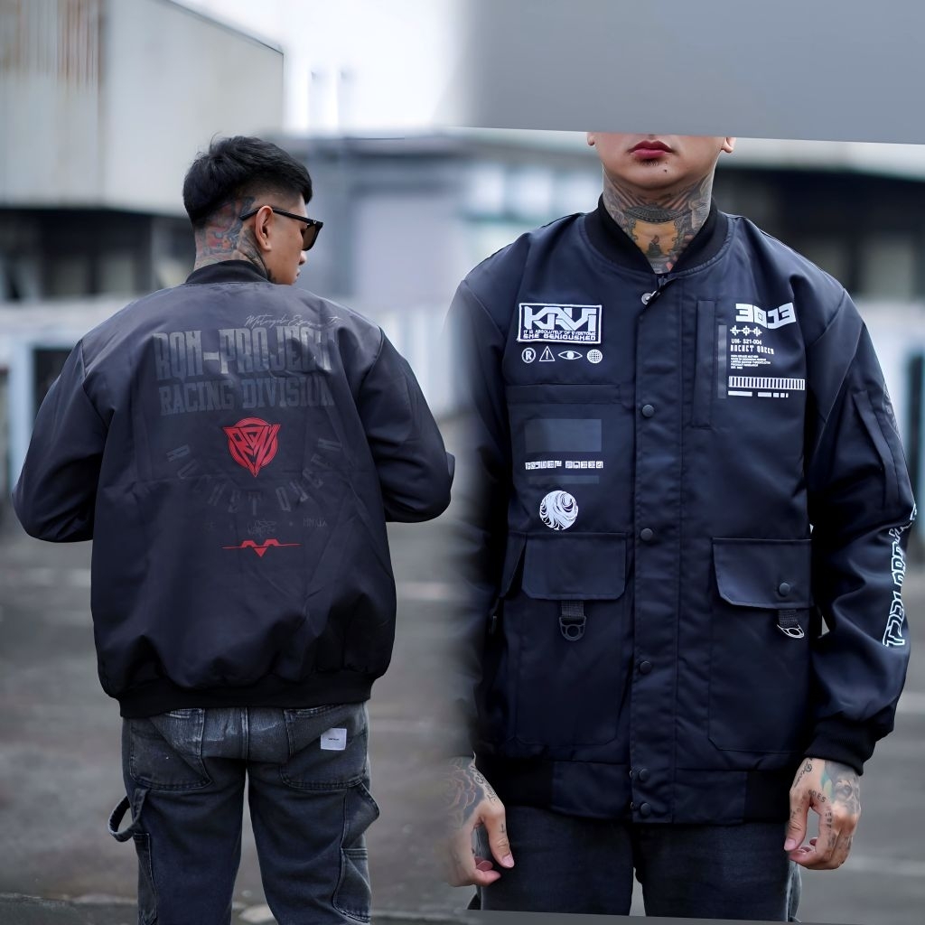 Genious Bomber Jacket Urban Street wear Bordir KRVI Cyberpunk