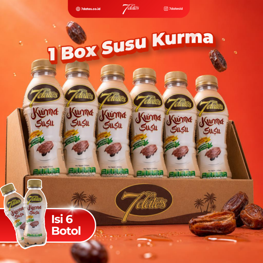 Susu Kurma 7Dates box isi 6 botol kemasan 200ml. 7Dates Secial Box isi 6 botol.