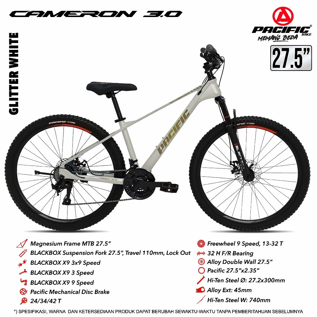 Sepeda Gunung PACIFIC 27,5 CAMERON 3.0 FRAME MAGNESIUM Terbaru