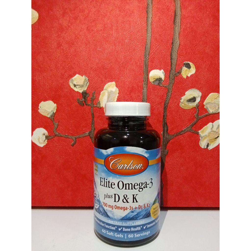 Carlson Elite Omega-3 plus vitamin D & K 700 mg 700mg omega D3 K2 60 Softgels