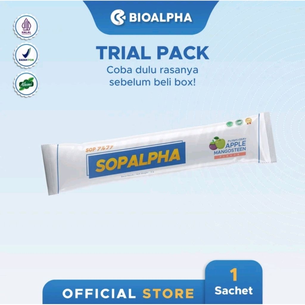 Bioalpha Sopalpha Trial Pack Apple Mangosteen 1 Sachet Minuman Serbuk Rasa Apel Manggis