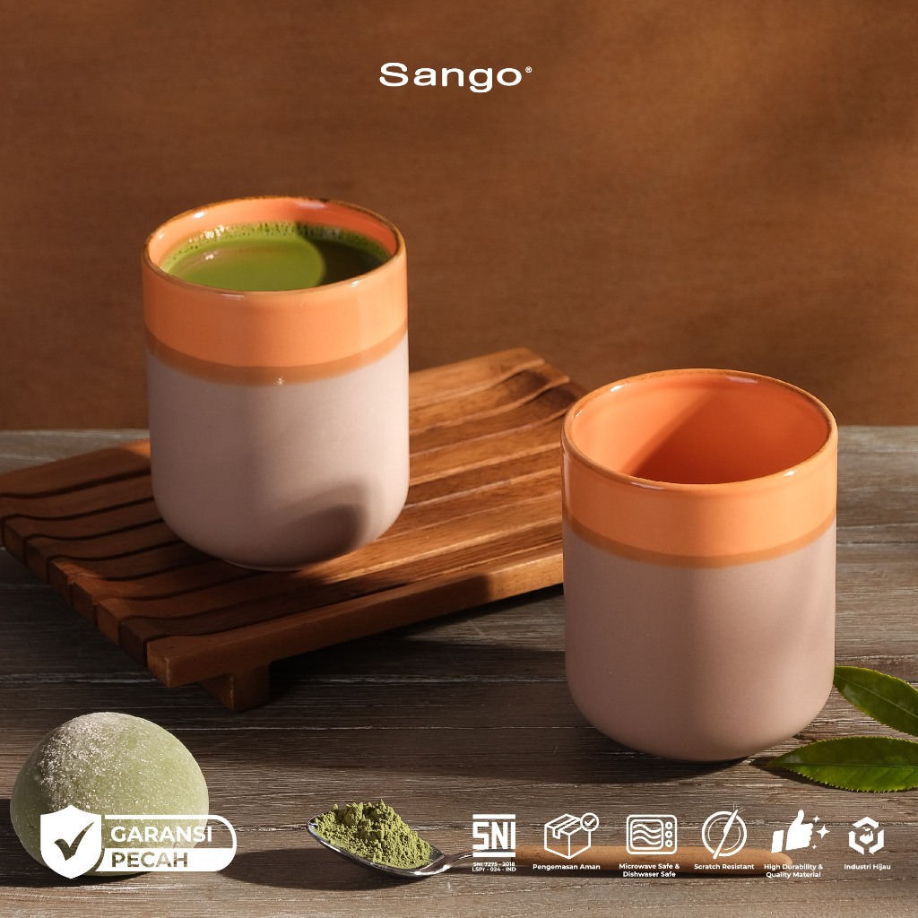 Sango Mug Matcha Isi 2 | Set Gelas Cangkir Kopi Souvenir Mewah Classic Elegan Premium Estetik SNI