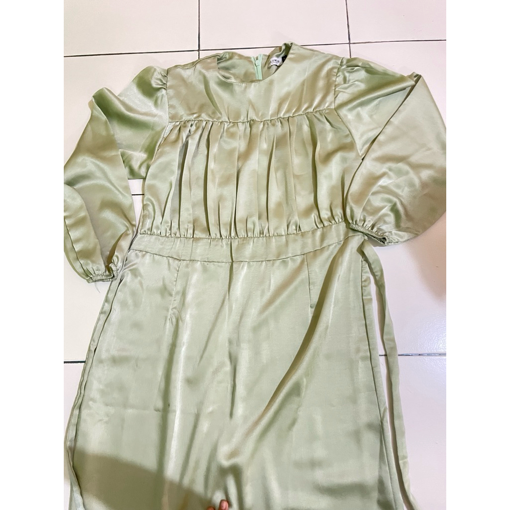 gamis satin silk warna mint