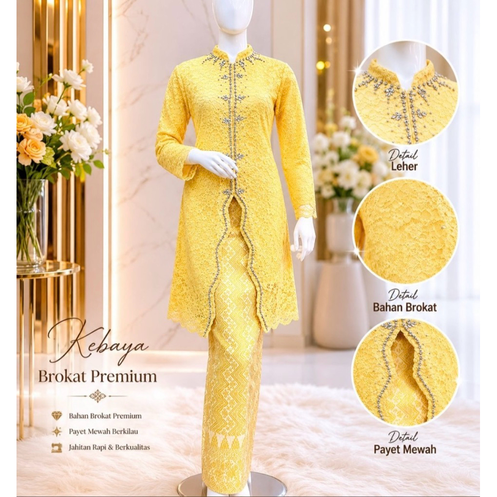 free hijab set kebaya brukat payet Lalisa//kebaya modern//kebaya ibu besan//kebaya kondanga
