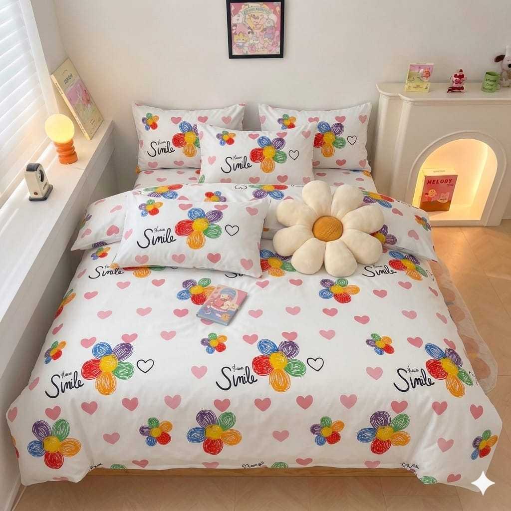 Sprei Ukuran 120x200 Tinggi 30 cm Seprai Single Bed Homemade Set Sarung Bantal dan Sarung Guling