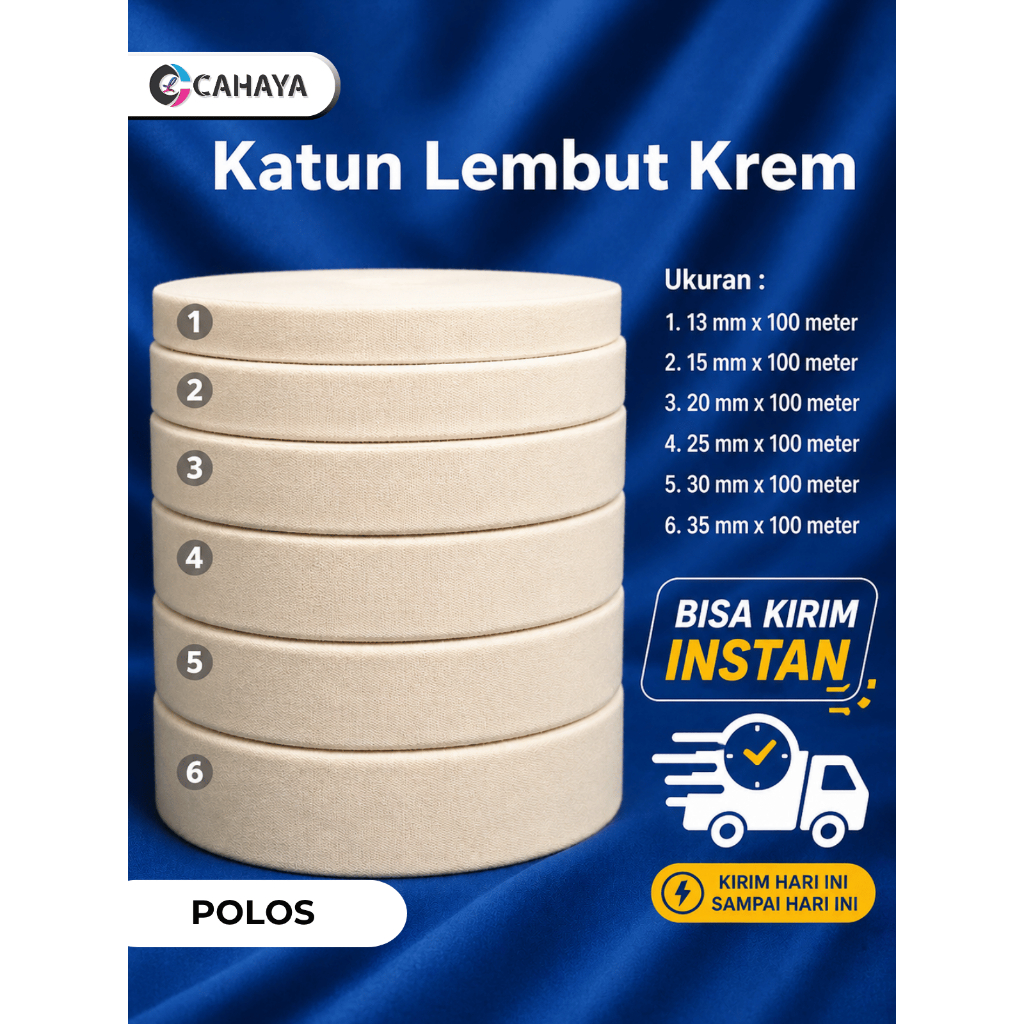 Cahaya Label - Pita Katun Polos Import | Bahan Label Baju Jahit Polos