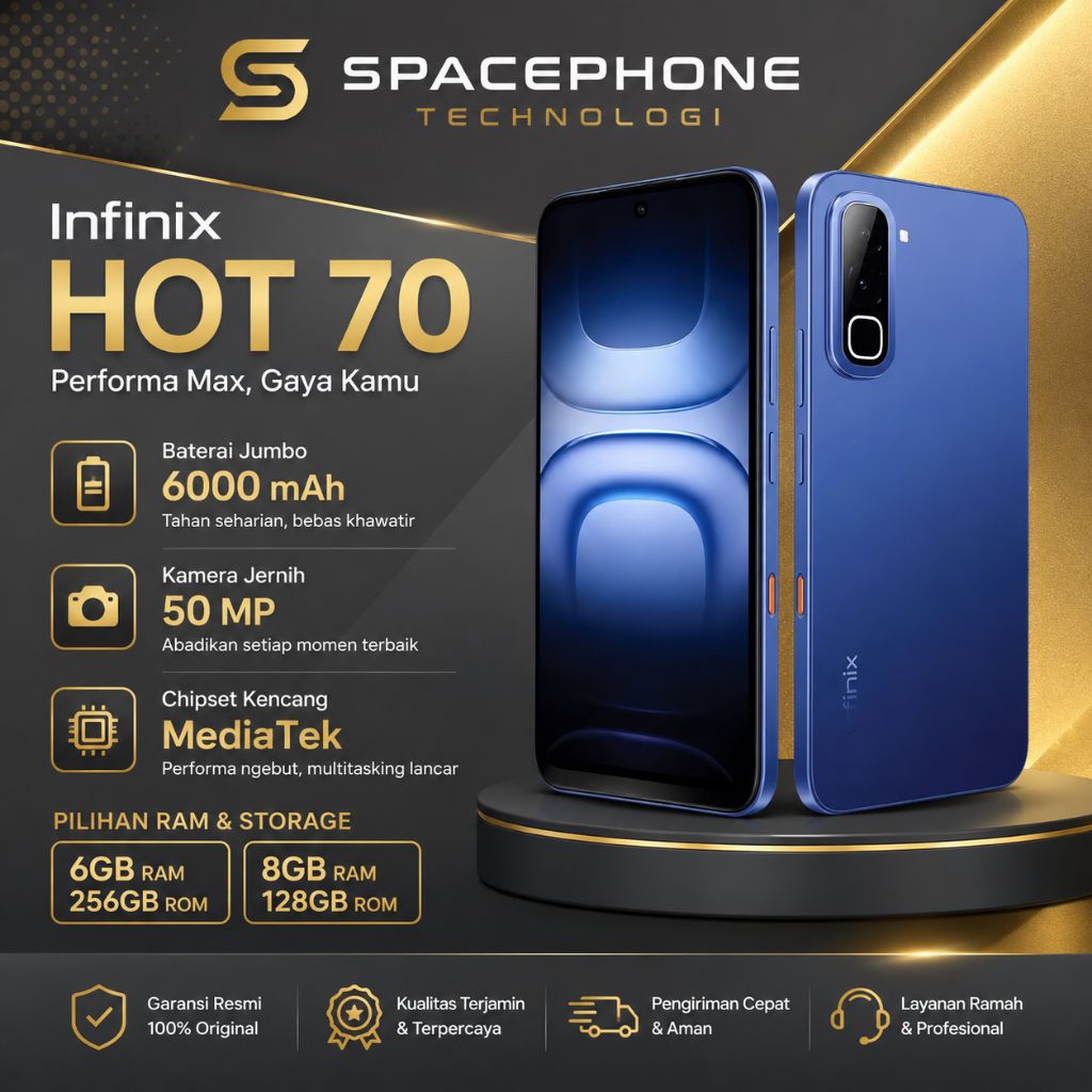 infinix hot 70 RAM 6/256 dan 8/128 6000 mAh