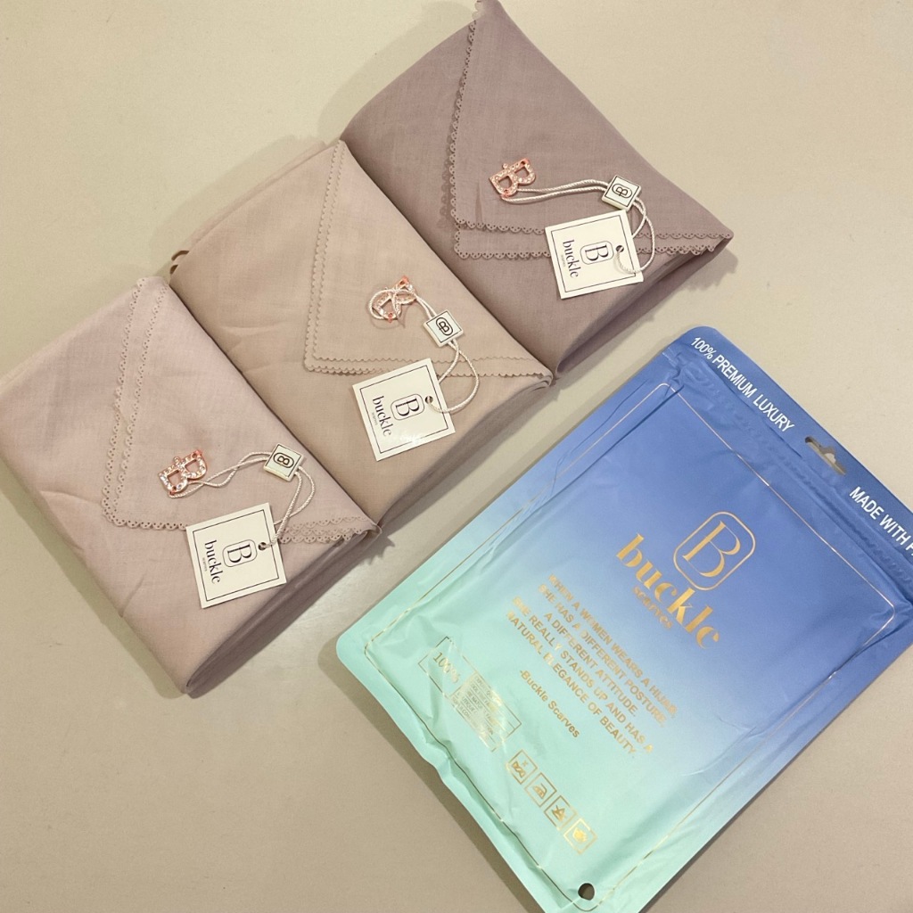 Hijab BUCKLE SCARVES  Jilbab Segi Empat Premium Olive  Kerudung Voal Pouch
