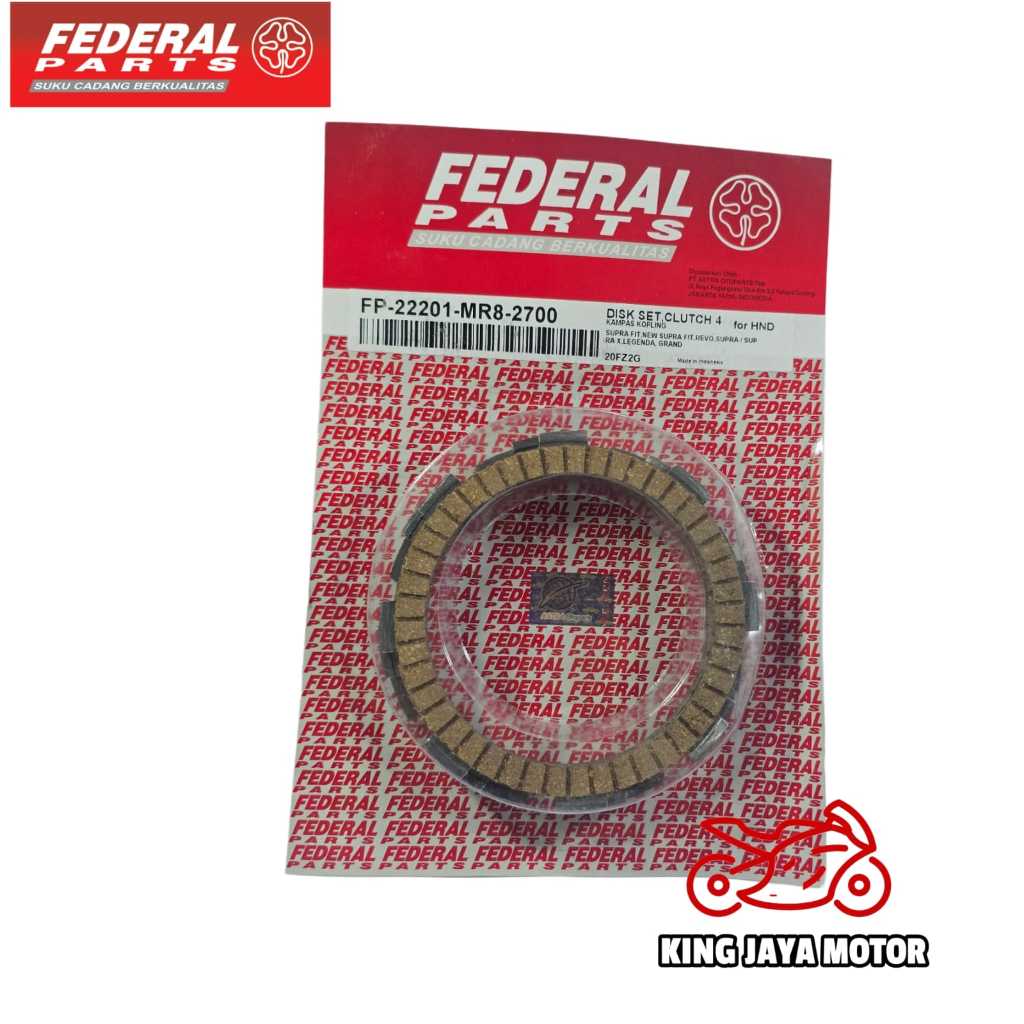 KAMPAS KOPLING (DISK SET, CLUTCH) FEDERAL FP-22201-MR8-2700 HONDA GRAND, OLD TYPE, PRIMA ORIGINAL MU