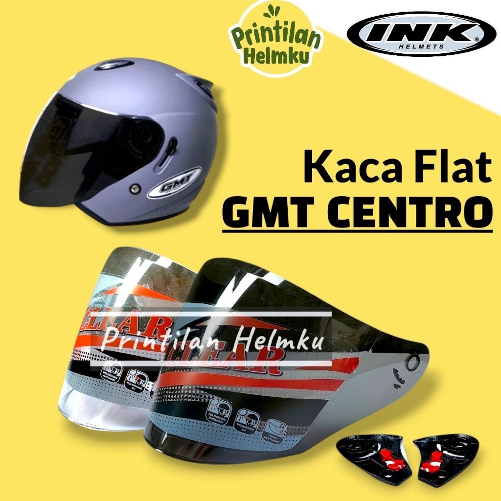 Kaca Helm GMT CENTRO Flat Visor Gmt Centro double visor Bening Hitam