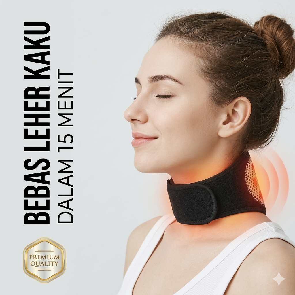 Sabuk Terapi Leher Magnetik Pemanas Leher Kaku Pegal Premium