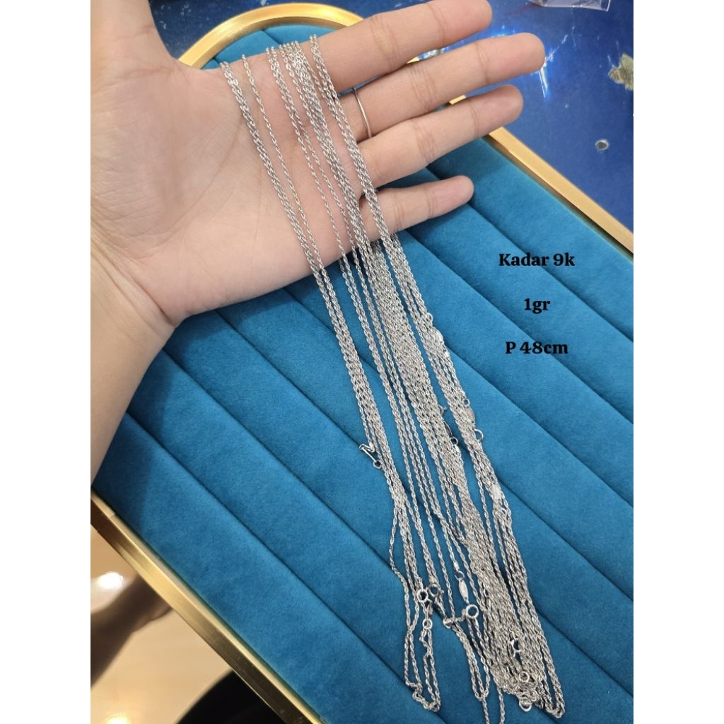 Kalung emas tambang lilit mas putih 9k