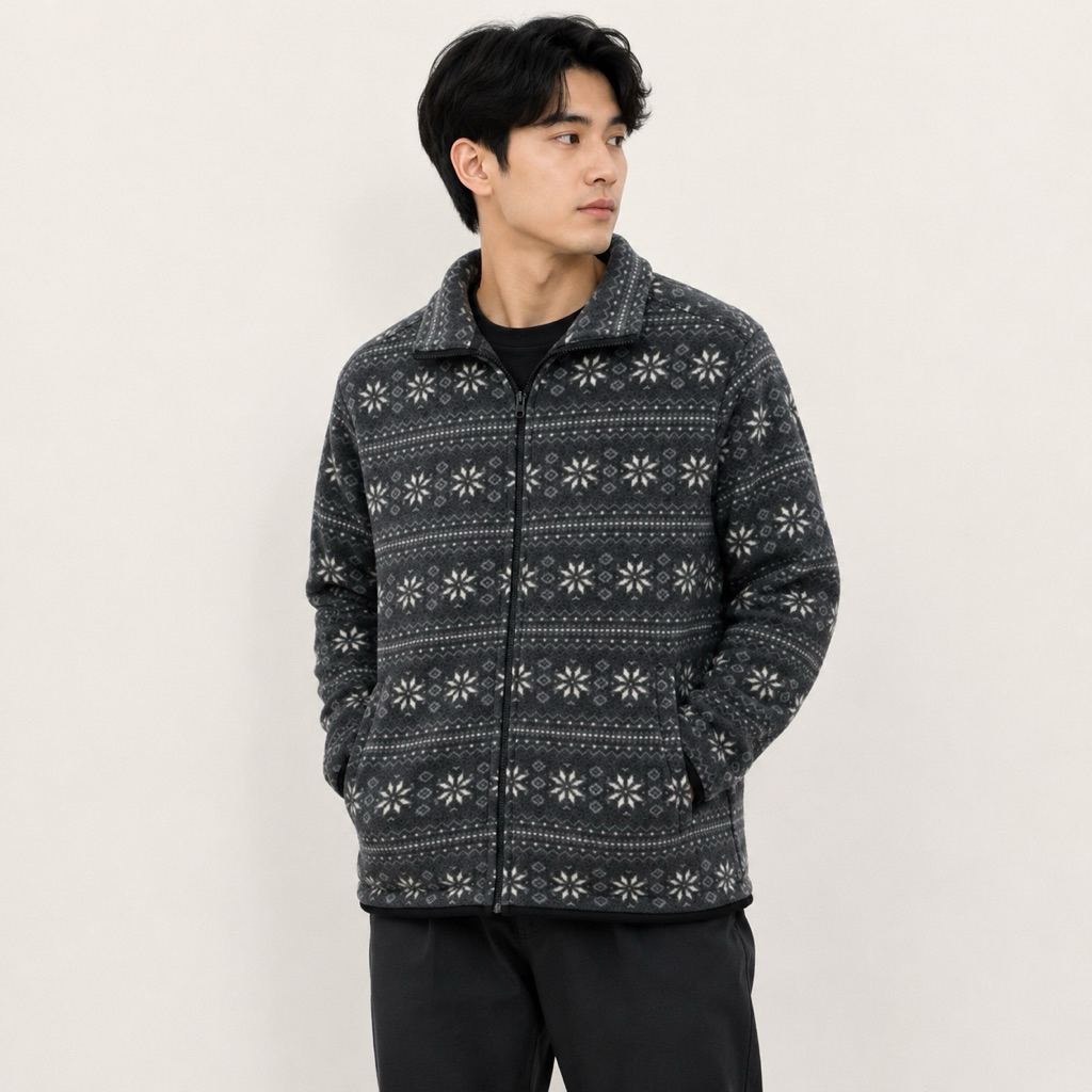 Jacket Casual Tracktop Polar Fleece Motif Navajo - M
