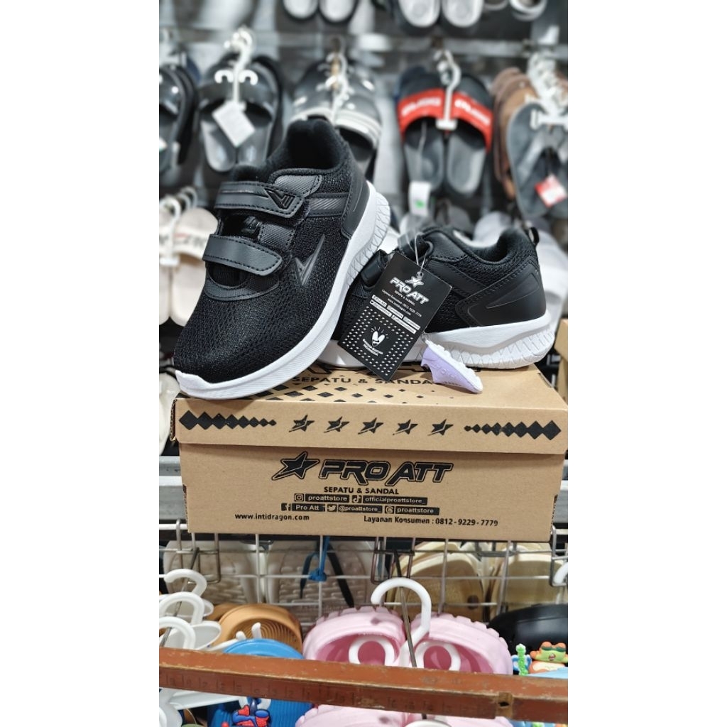 Sepatu Sneakers Anak PRO ATT Velcro – Hitam Putih