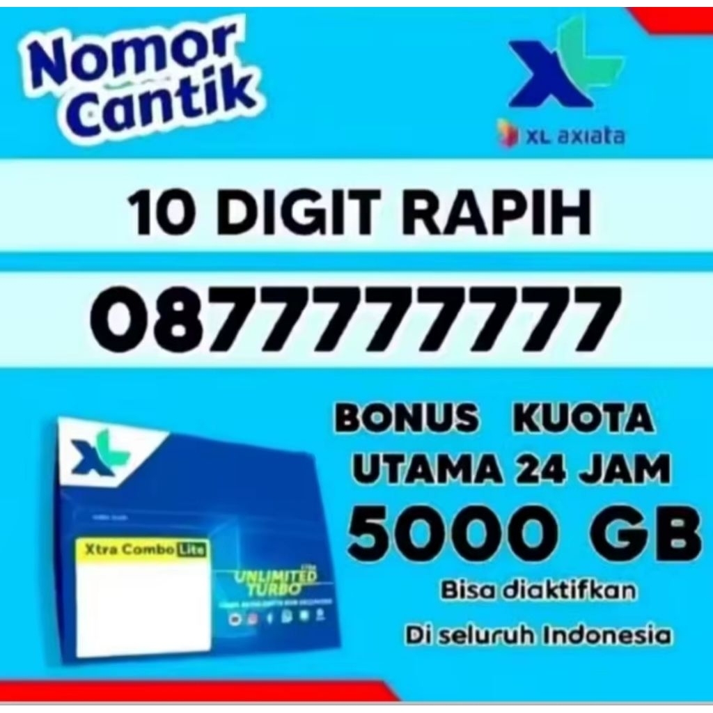 Promo Kartu Perdana XL 10Digit Bonus Kuota 5000GB Support Jaringan 4G