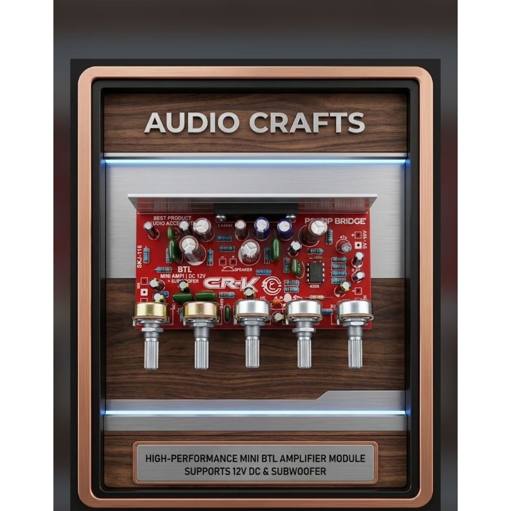 Kit Mini Amplifier BTL CR-K 12V DC Plus Subwoofer - Modul Amp Power Bridge CRV