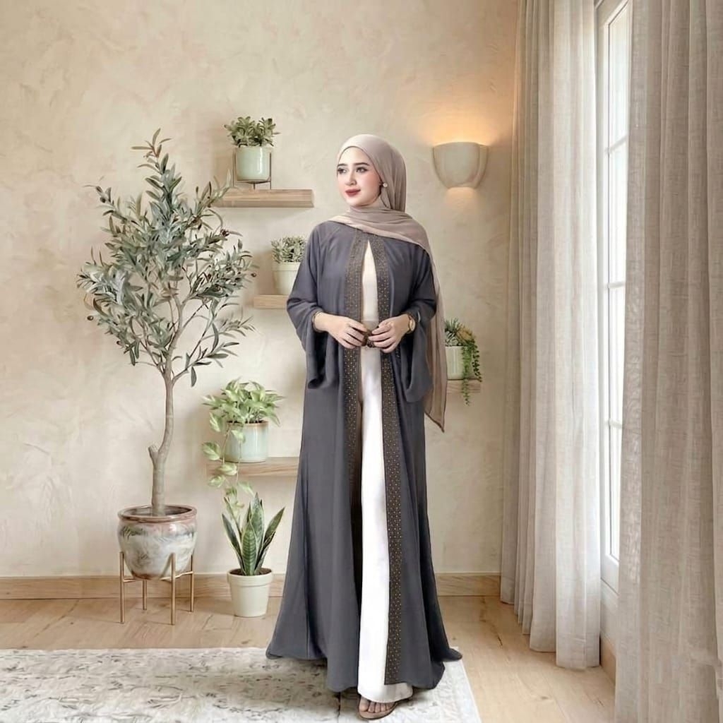 Abaya Long Outer Bahan Sabrina Anti Uv/Cardigan Remaja Terbaru/Gamis Dress Fashion Muslimah Wanita V