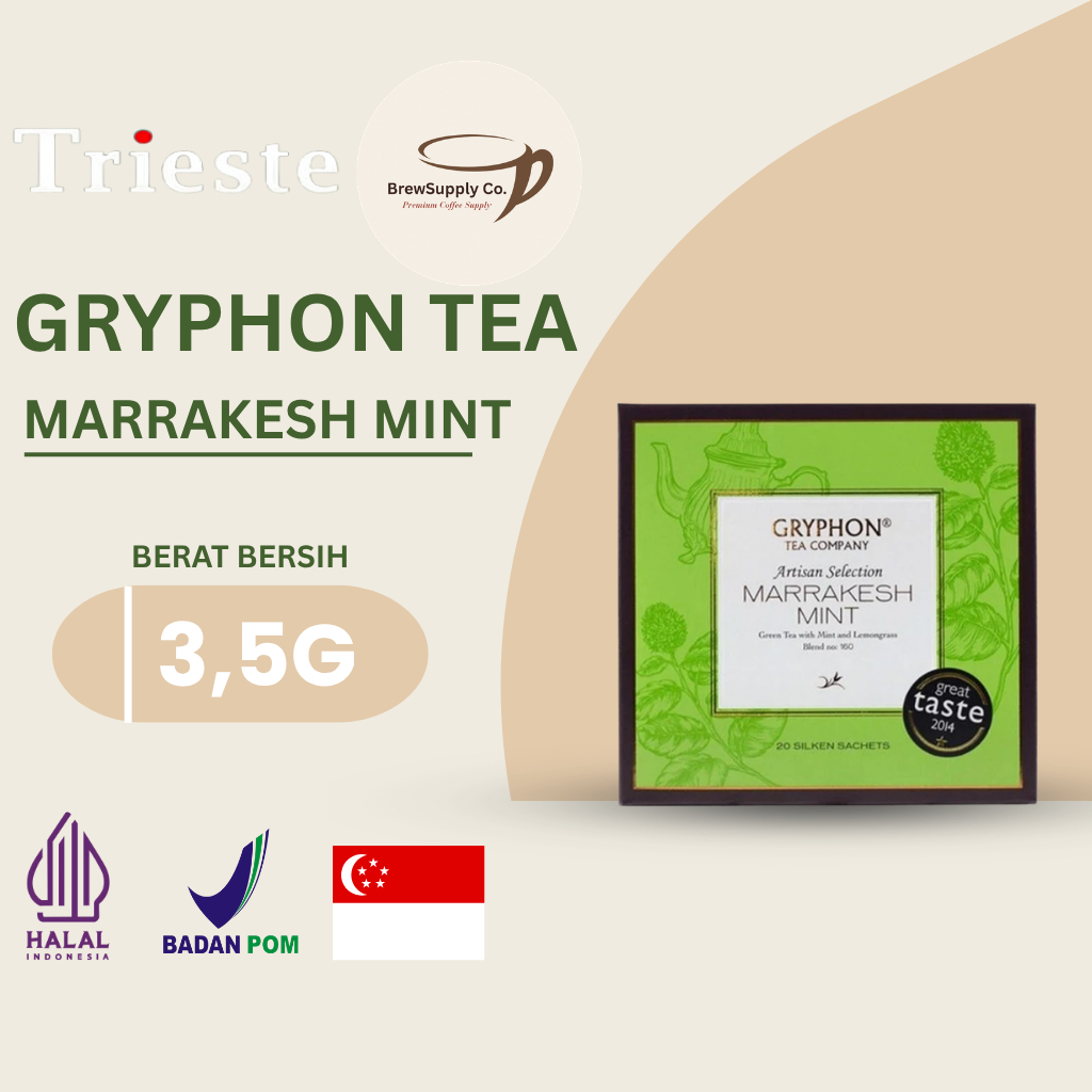 Teh Gryphon Tea - Marrakesh Mint Sachet 3,5g Teh Hijau Mint Premium  Deskripsi Produk