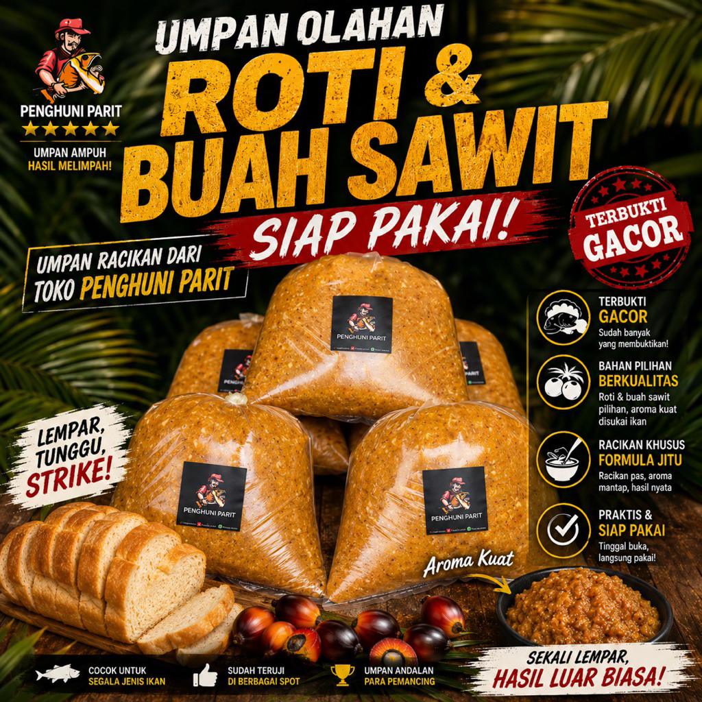 Umpan pancing racikan siap pakai untuk ikan kaviat , kelabau , mata merah , nilem , wader , ikan sis