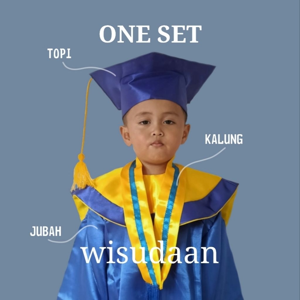 ONE SET Toga Anak toga wisuda anak jubah wisuda perlengkapan wisuda aksesoris wisuda jubah anak