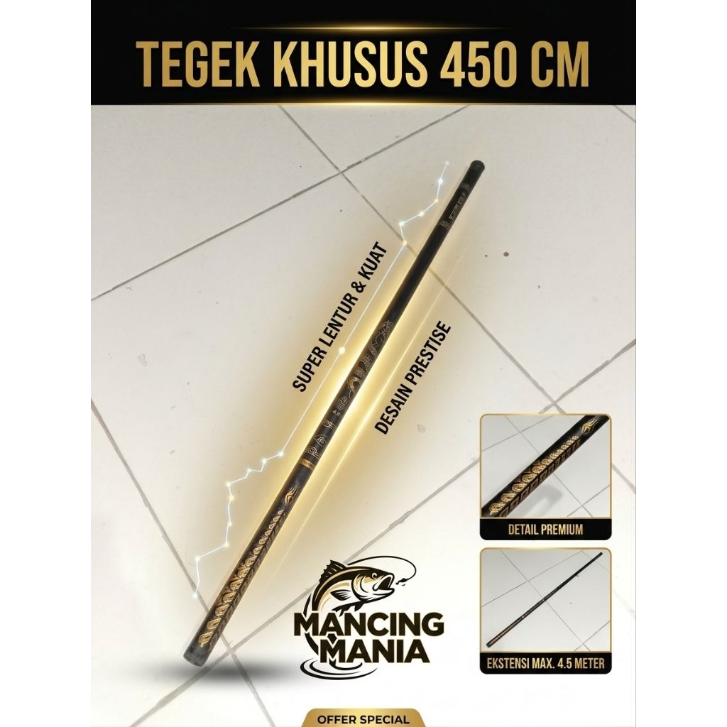 Tegek Pancing panjang 450cm