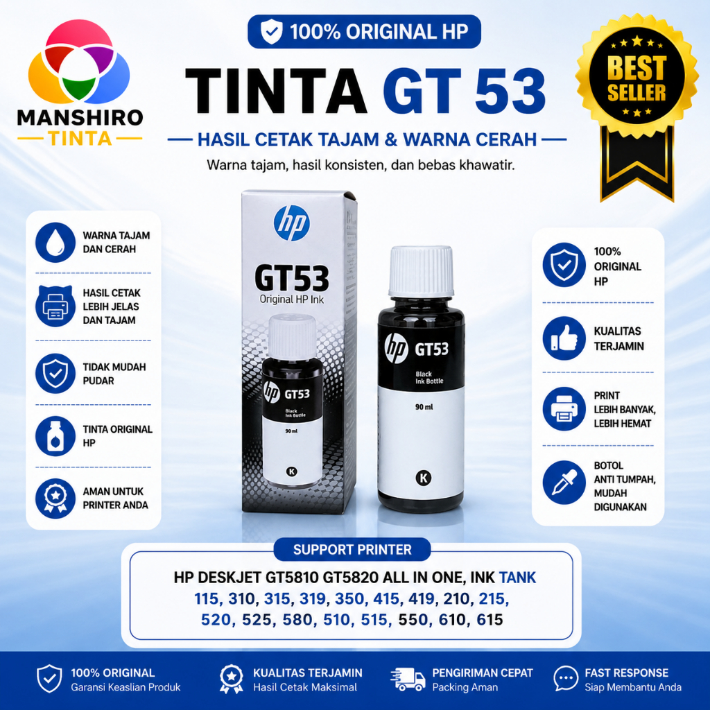 Tinta GT53 Black Tinta HP Ink Tank 115 315