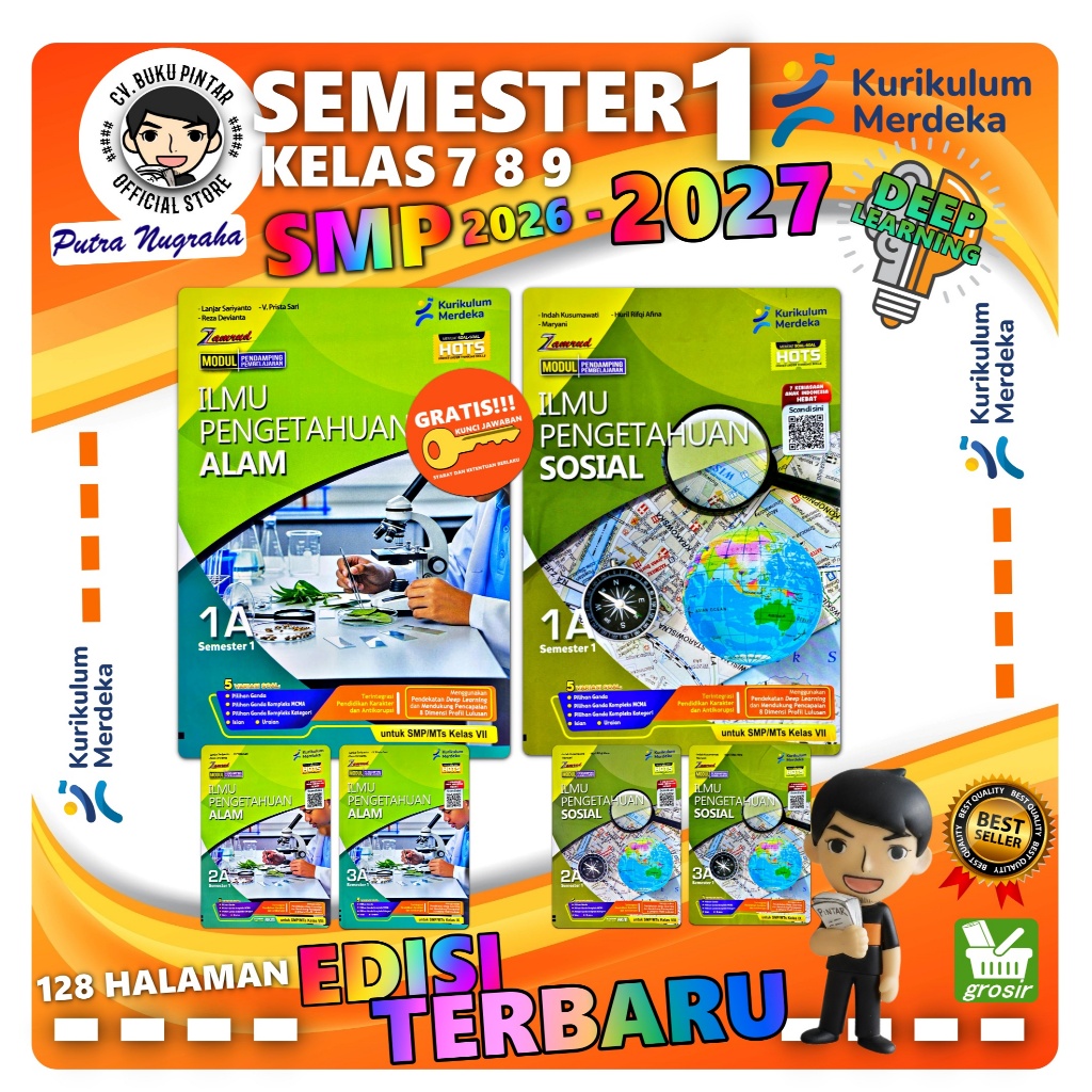 LKS IPA & IPS SMP KELAS 7 8 9 SEMESTER 1 KURIKULUM MERDEKA 2026-2027 Deep Learning KURMER | ZAMRUD/ 