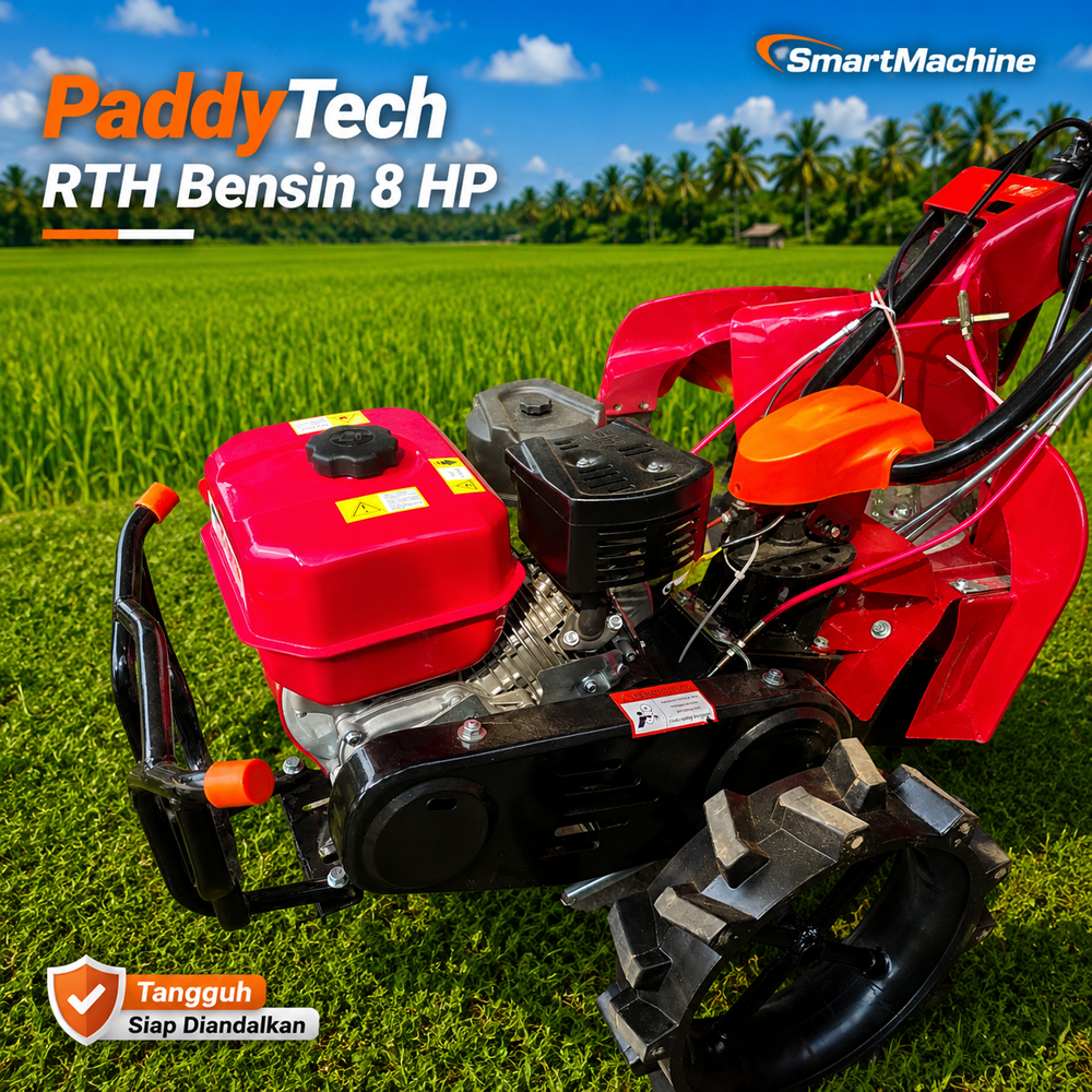 Cultivator RTH PaddyTech Bensin 8 HP, Mesin Pencacah Tanah dan Pembuat Bedengan