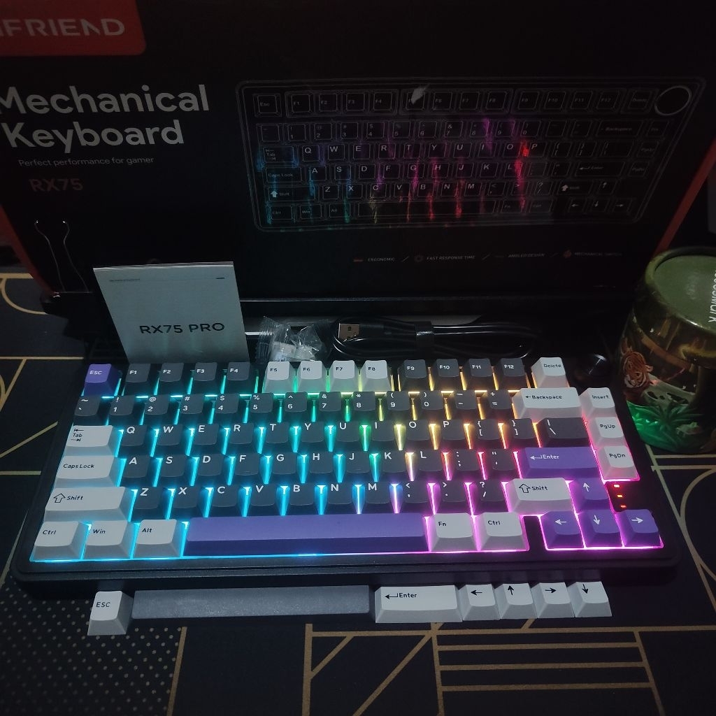 ZIFRIEND RX75Pro Wireless Mechanical Keyboard 75% Layout RGB 3-5Pin Hot Swap - Grey Purple