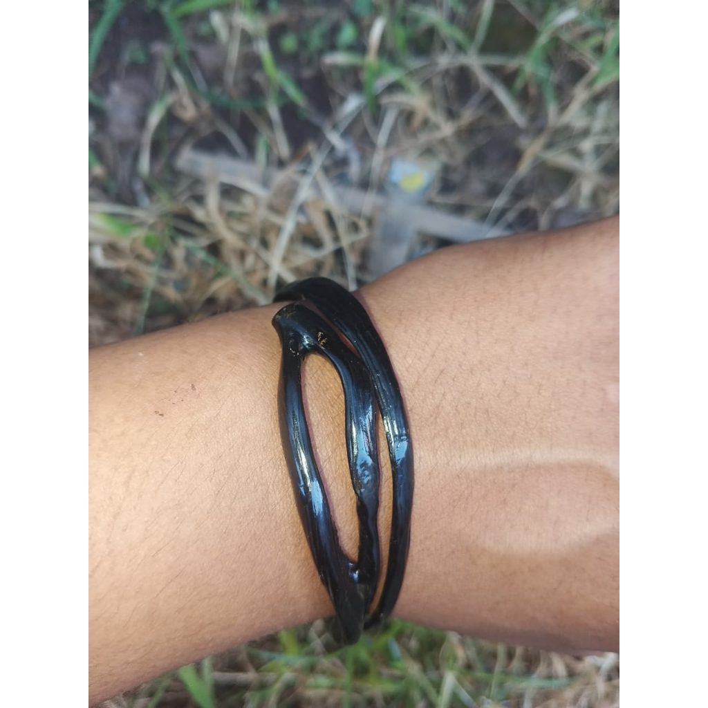 Gelang Akar Bahar Hitam Combong Unik
