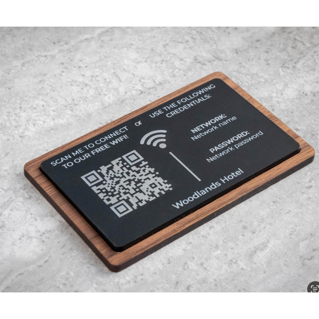 Custom WiFi QR Code Plakat | Guest Network Sign for Hotels Akrilik Wooden Kayu Acrylic Nomor Meja