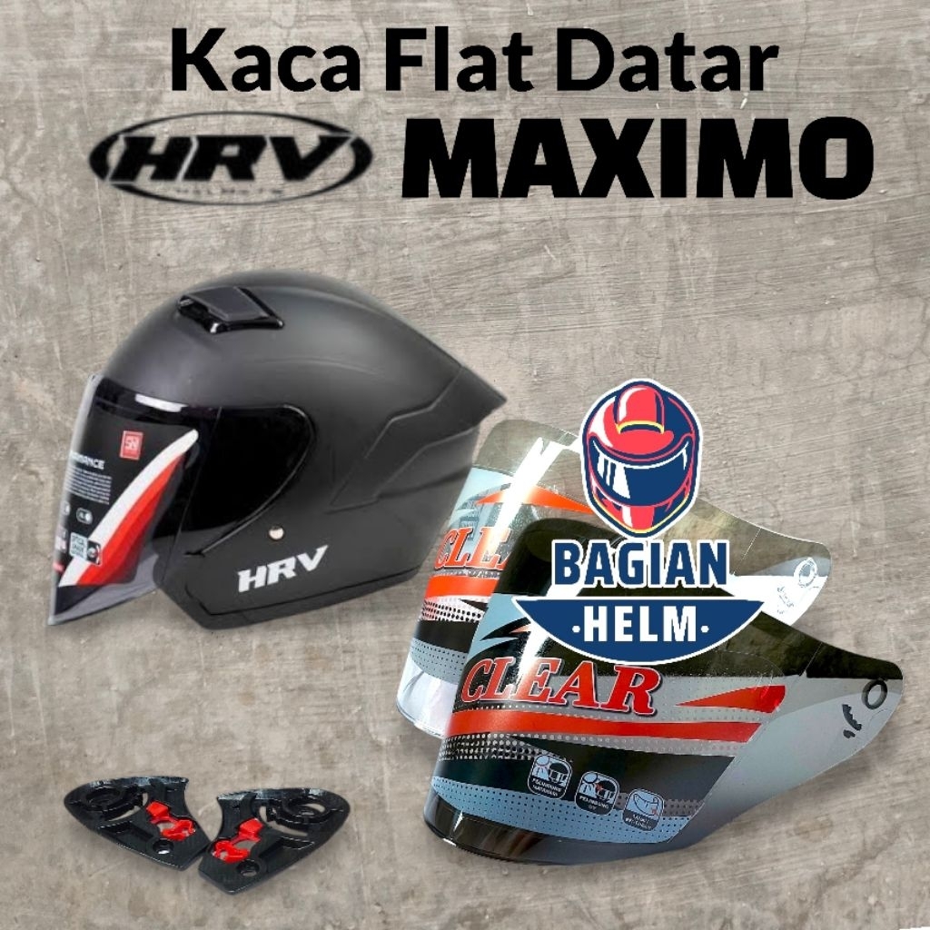 Kaca Helm HRV MAXIMO Flat Visor Helmet HRV MAXIMO Bening Hitam