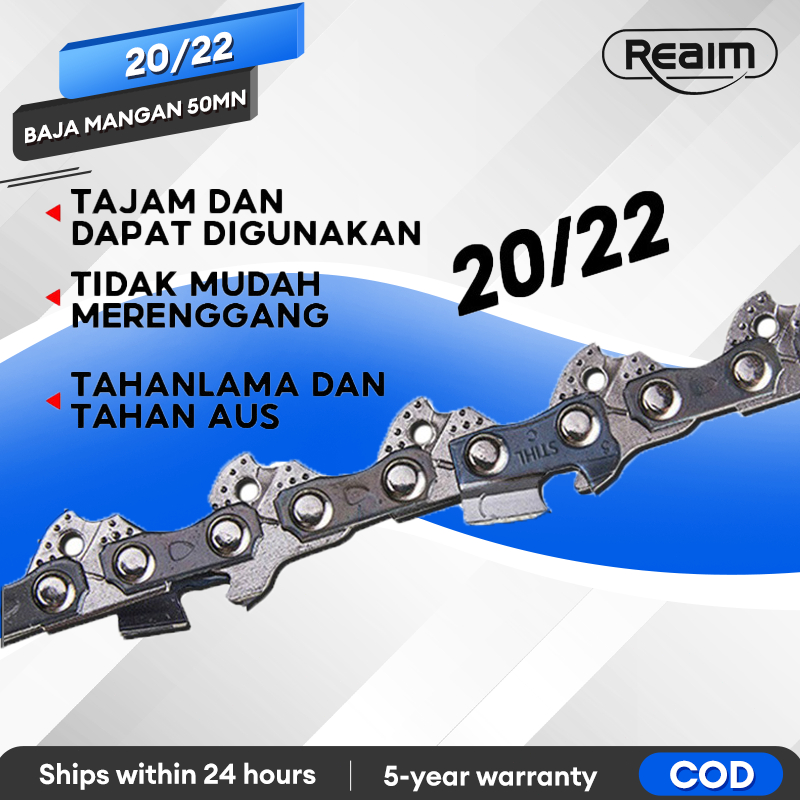 Reaim 22Inch Rantai Gergaji Baja Berkualitas Tinggi Pengganti Set untuk Chainsaw Tools Chainsaw Bar 