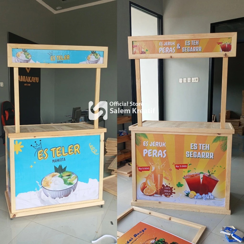 Booth Portable Lipat Usaha Makanan Minuman | Meja Jualan Kayu