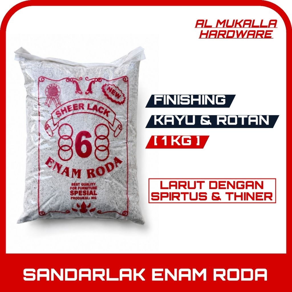 Sirlak Shellac Sandarlak Bubuk 6 Roda Kemasan 1 Kg | Sirlak 6 Roda Ekonomis Berkualitas