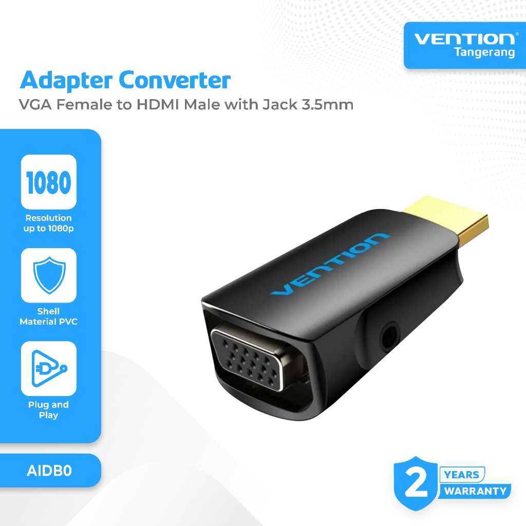 Vention Adapter Converter HDMI to VGA with 3.5mm Audio Jack HD 1080P - AIDB0