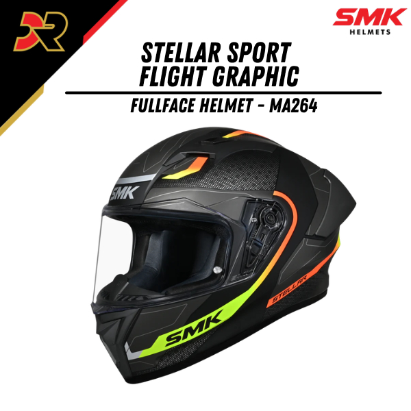 Helm Full Face SMK Stellar Sport Flight Graphic MA264 SNI Helm Touring Original