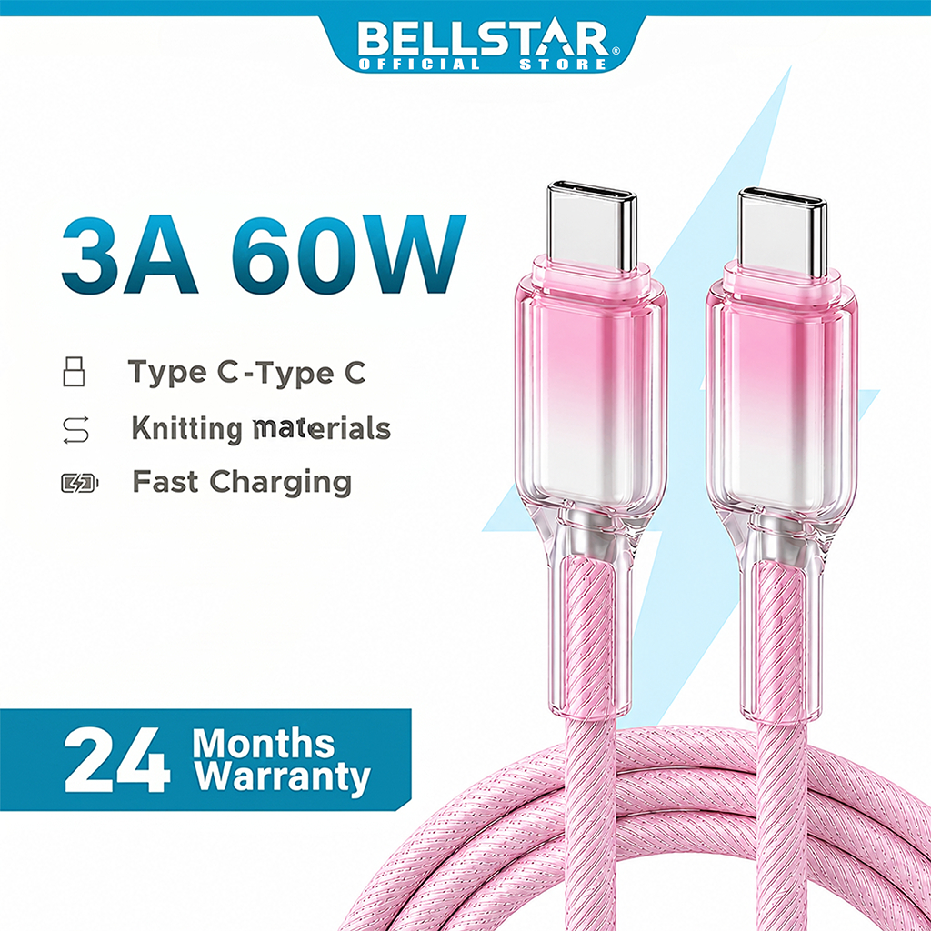 BELLSTAR Kabel Data Type C To Type C Fast Charging MFI 60W c to c For iPhone 15 Samsung infinix xiao