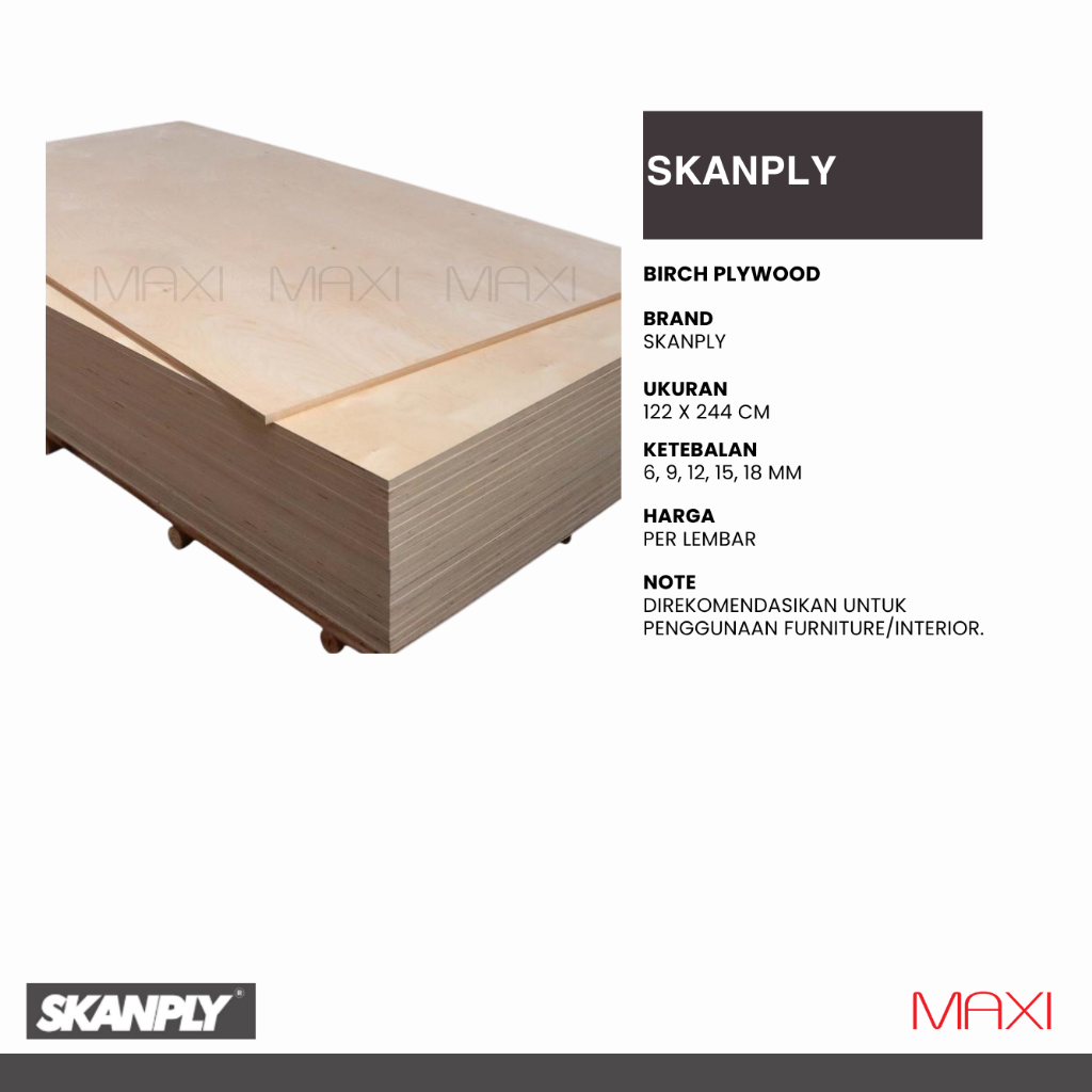 BIRCH Plywood I - Plywood Highend Series - 122 x 244cm - 6mm l 9mm l 12mm l15mm I 18mm | Skanply - S