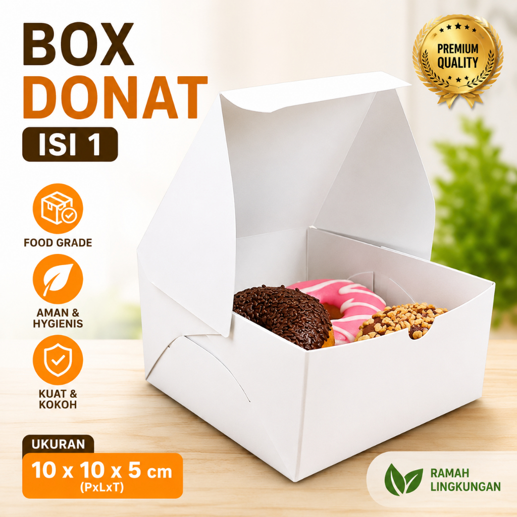 Box Donat - Kotak Donat - Dus Donat Donut - PUTIH- Isi 1 (100 pcs)