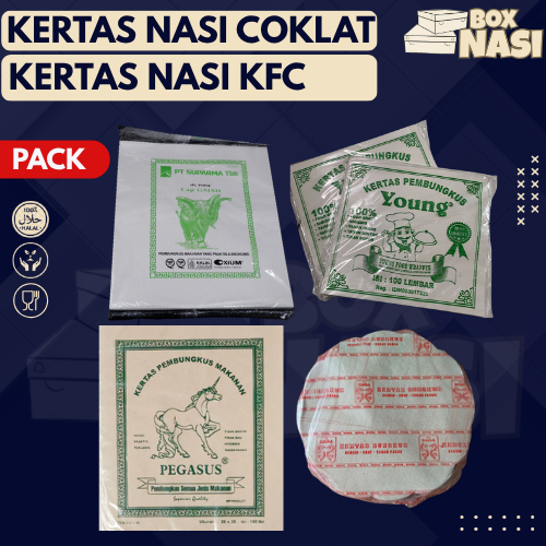 PACK KERTAS NASI KFC PUTIH CAP GAJAH YOUNG / KERTAS NASI BUNGA 25CM CAP NAGA / KERTAS NASI PEGASUS 2