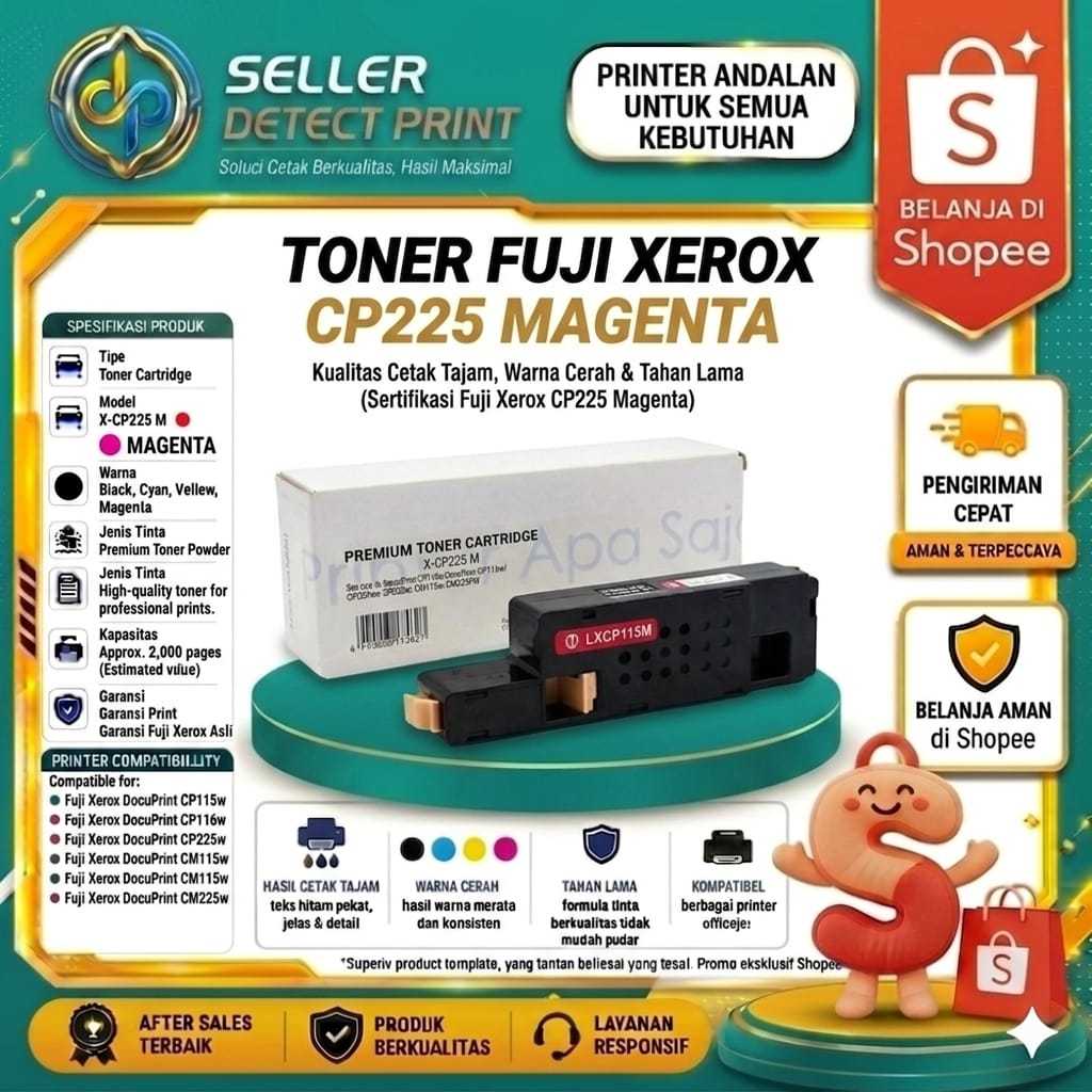 Catridge Toner Fuji Xerox CP115W CP225 Magenta Printer Fuji Xerox CP115W, CP225W, CM225FW, CM115W, C