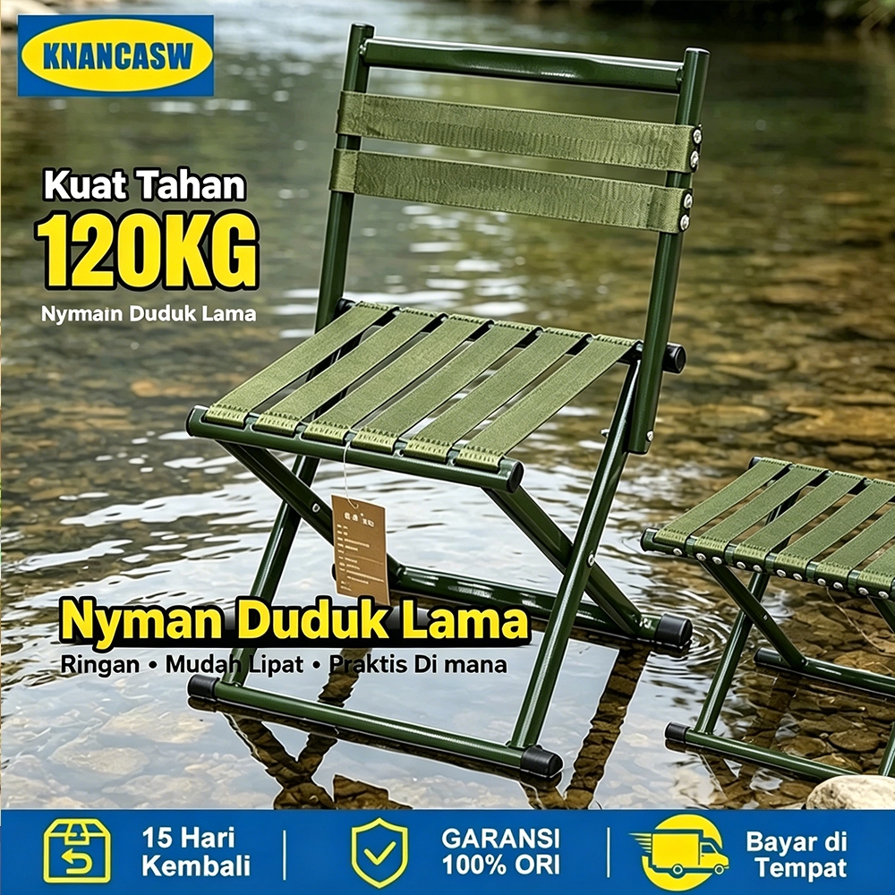 Kursi Lipat Portable Outdoor Bangku Lipat Pancing Camping Ultra Ringan dengan Sandaran - Kursi Meman