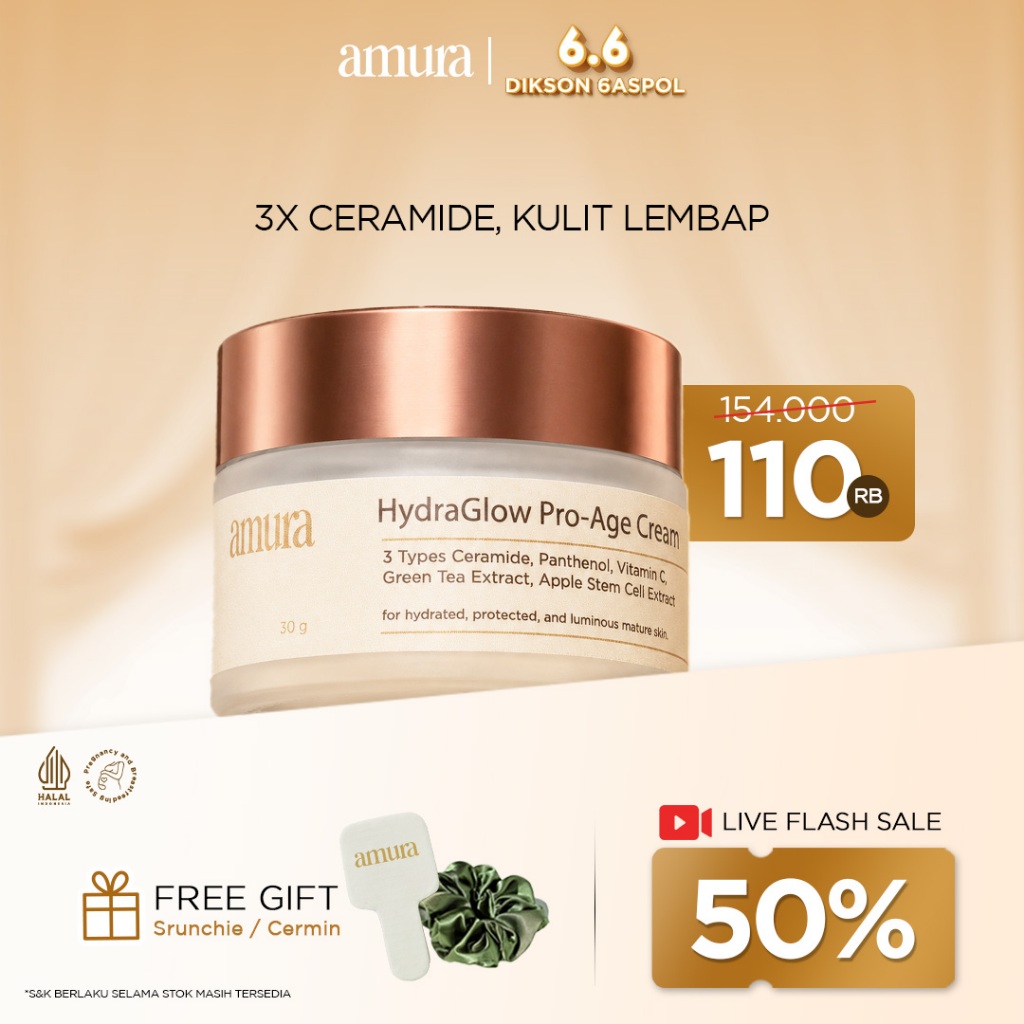 Amura HydraGlow Pro-Age Day Cream 30g | 3X Ceramide Memperkuat Skin Barrier Melembapkan Wajah