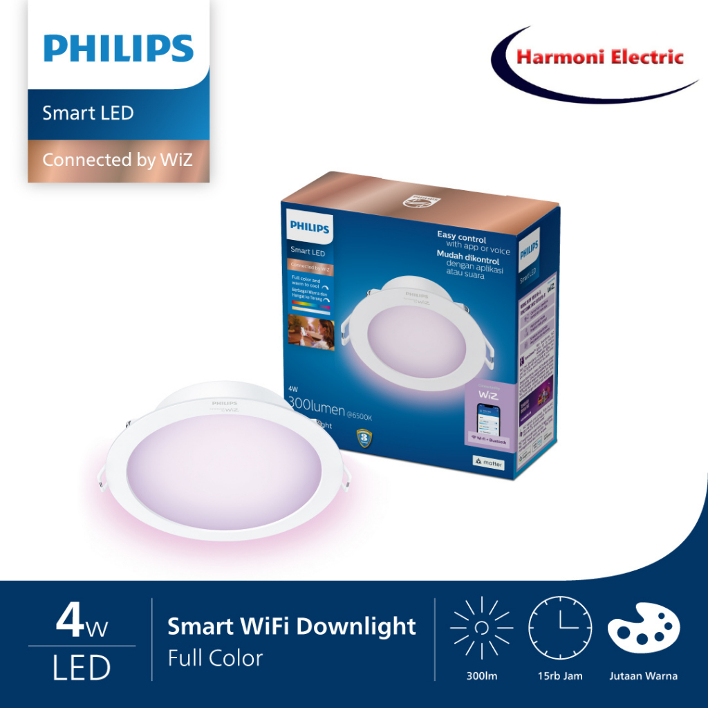 Lampu Philips Smart LED Downlight RGB Color 4Watt