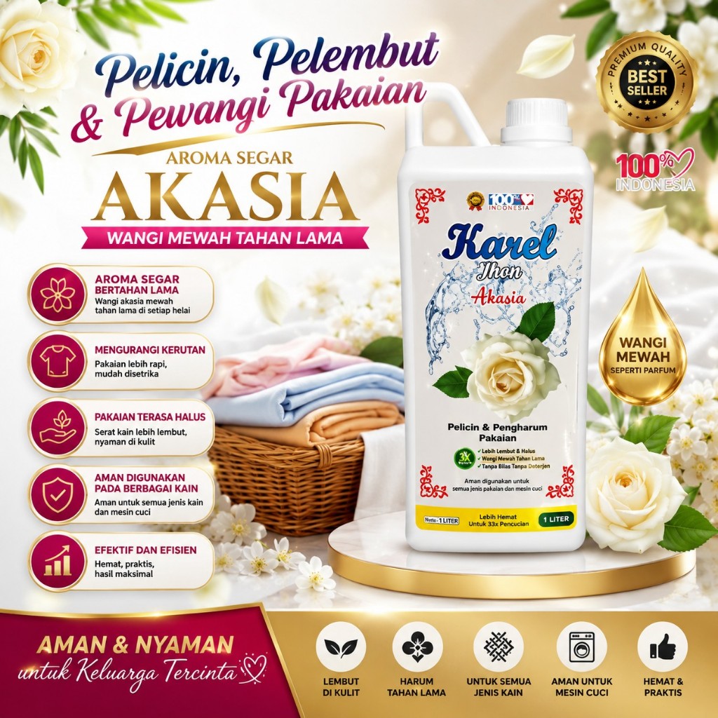 FLASH SALE !!! pelicin dan pewangi strika pakaian laundry 1liter (akasia strong)