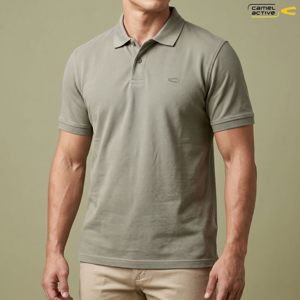 camel active Men's Basic Clay Premium Cotton Polo Shirt