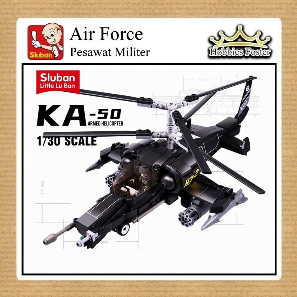 BRF Sluban B0752 - Air Force Military Helicopter Black Hawk - Mainan Pesawat Black MOC DIY