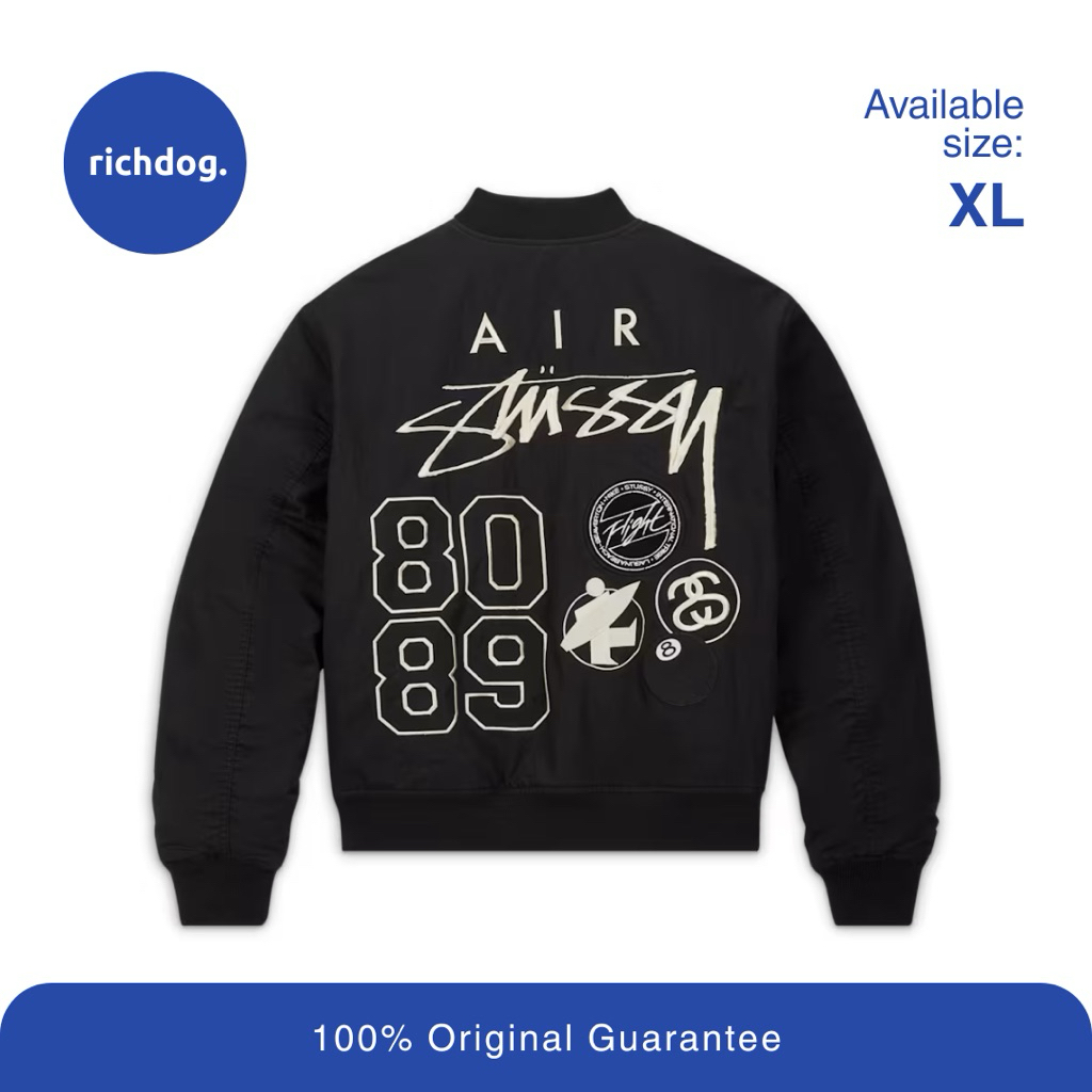 Nike x Stussy Reversible Varsity Bomber Jacket Black/Sail